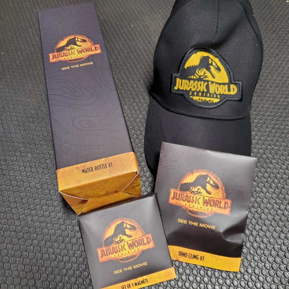 NWT Jurassic World Dominion Bundle: Hat, Water Bottle, Magnets